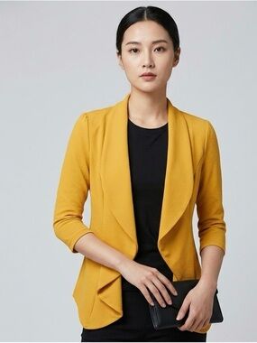 ☀️ Sunshine Yellow! ☀️  Mustard Yellow Open-Front Women's Blazer Jacket NWT